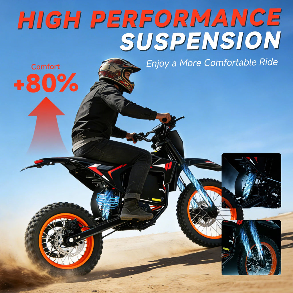 Electric Dirt Bike 4500W Peak&Up to 60 Miles 50MPH 60V 28.8Ah Battery E-Bike 14/12" Fat Tire Electric Motorcycle