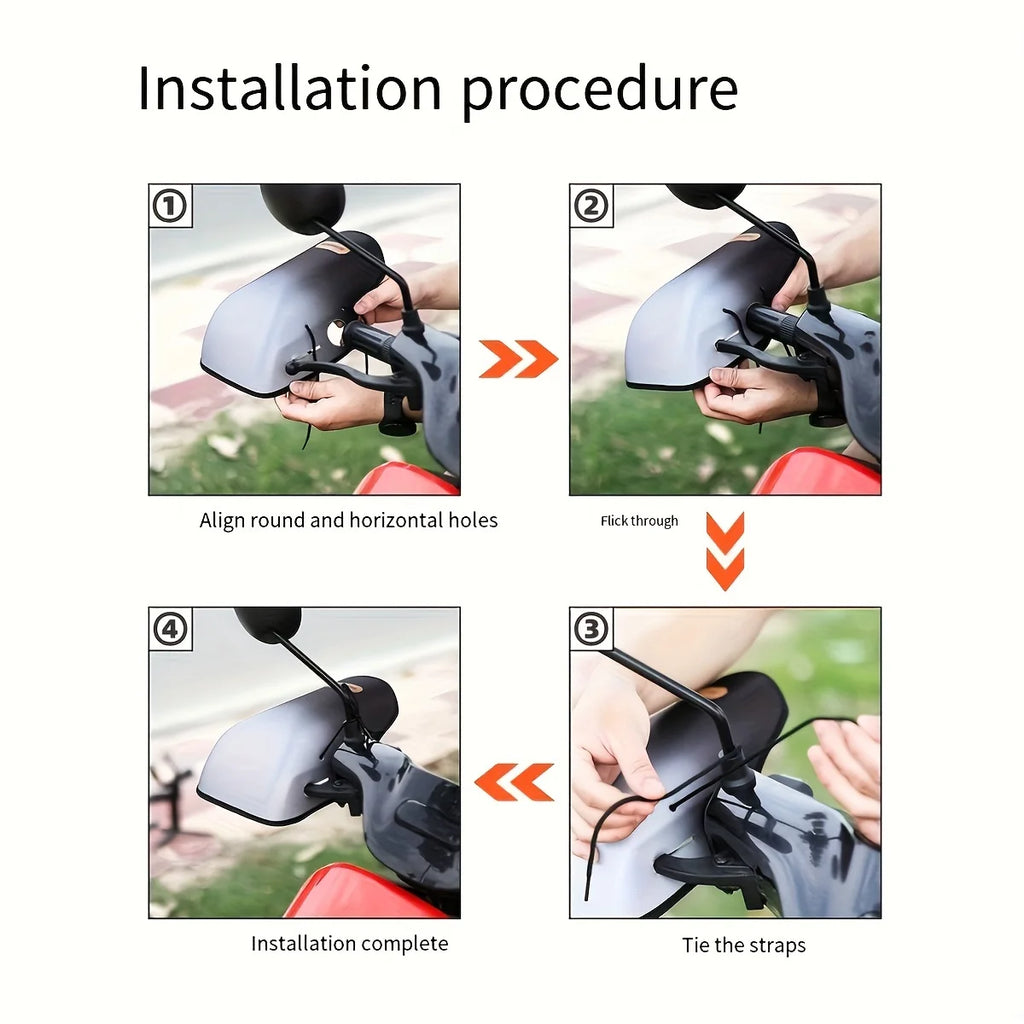 Summer Sun Protection Motorcycle Handlebar Covers, a Pair of Sunshade and Windshield Battery Car Waterproof Stereo Handguards, E