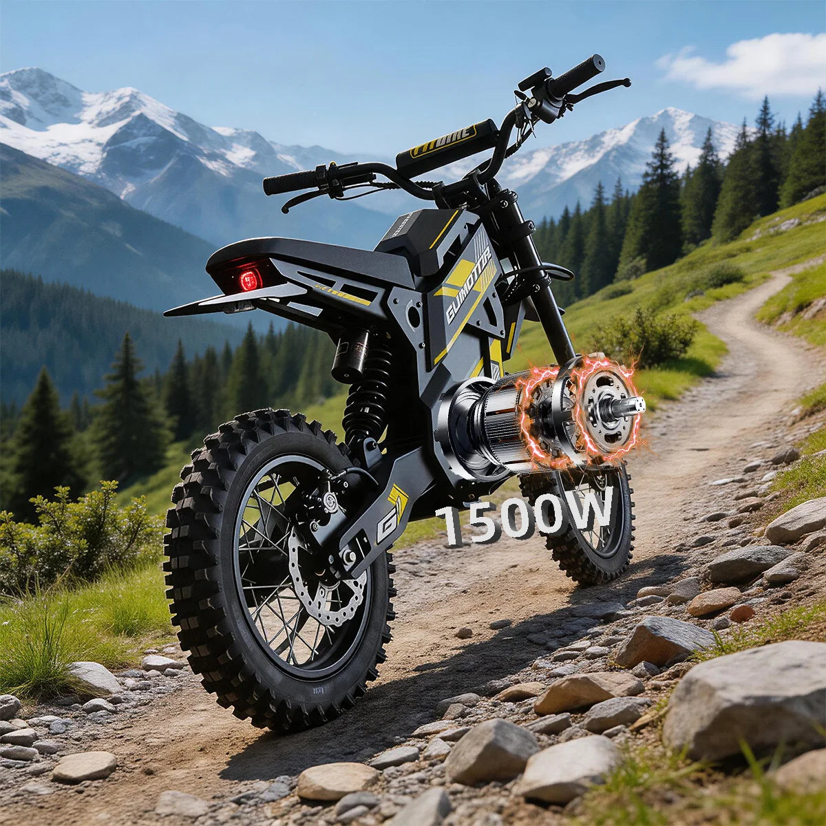 New G1 Electric ebike Dirt Bike 1500W 48V 20.8AH Electric Motorcycle Fat Tire Nitrogen Suspension E Dirt Bike for Teens and Adults