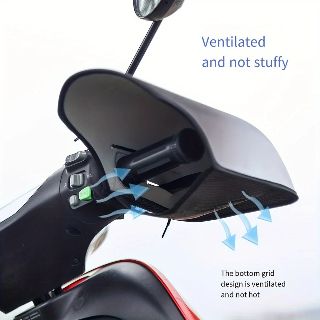 Summer Sun Protection Motorcycle Handlebar Covers, a Pair of Sunshade and Windshield Battery Car Waterproof Stereo Handguards, E