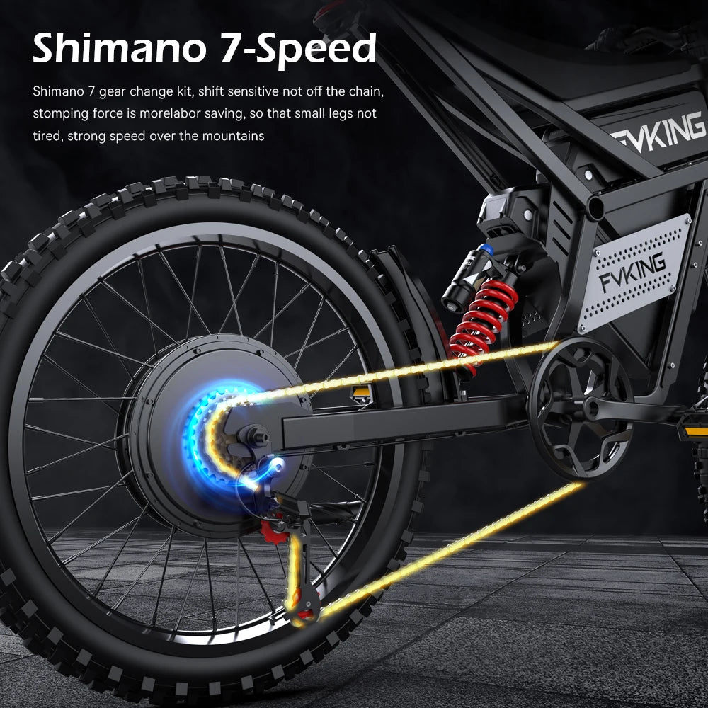 FVKING E6 Ultra Electric Bike 6000W Peak Electric Dirt Bike 60V30AH Battery 100km Speed 80Kmh Mountain Electric Motorcycle Adult